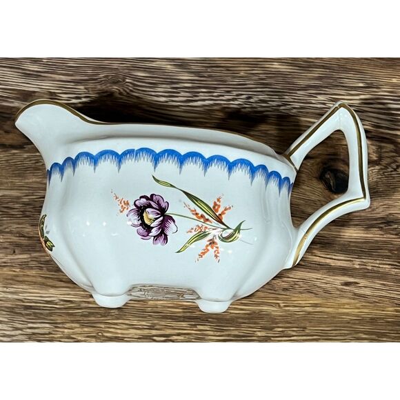 Enoch Wedgwood Tunstall Lowestoft Floral Creamer & Sugar England Vintage - Picture 3 of 9